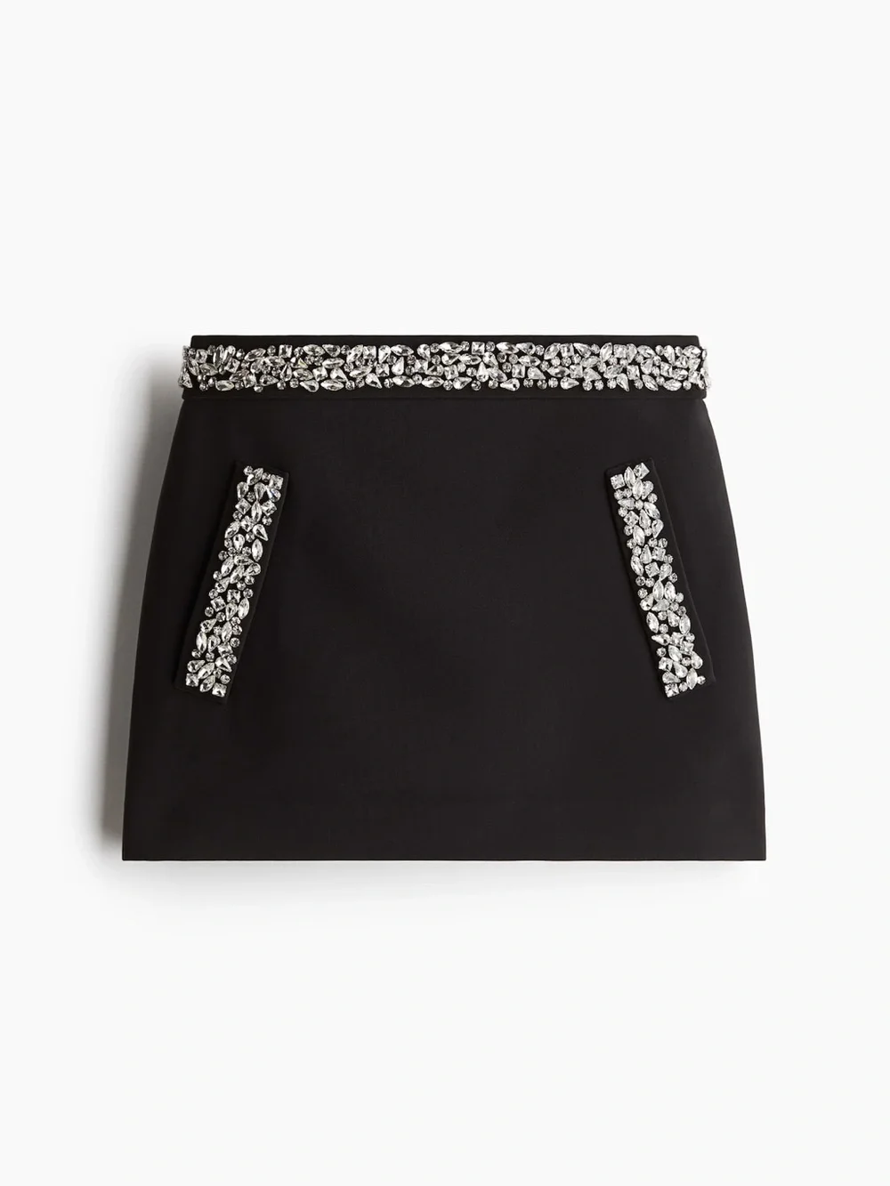 H&M Edition Rhinestone-Embellished Mini Skirt Black Size 6 - Picture 2 of 14
